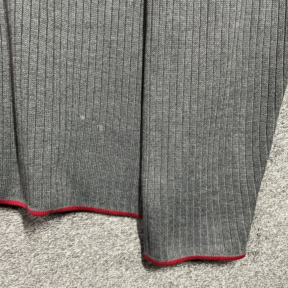 Quiksilver Sweater Mens L Vintage Ribbed Crewneck Gray Red Trim